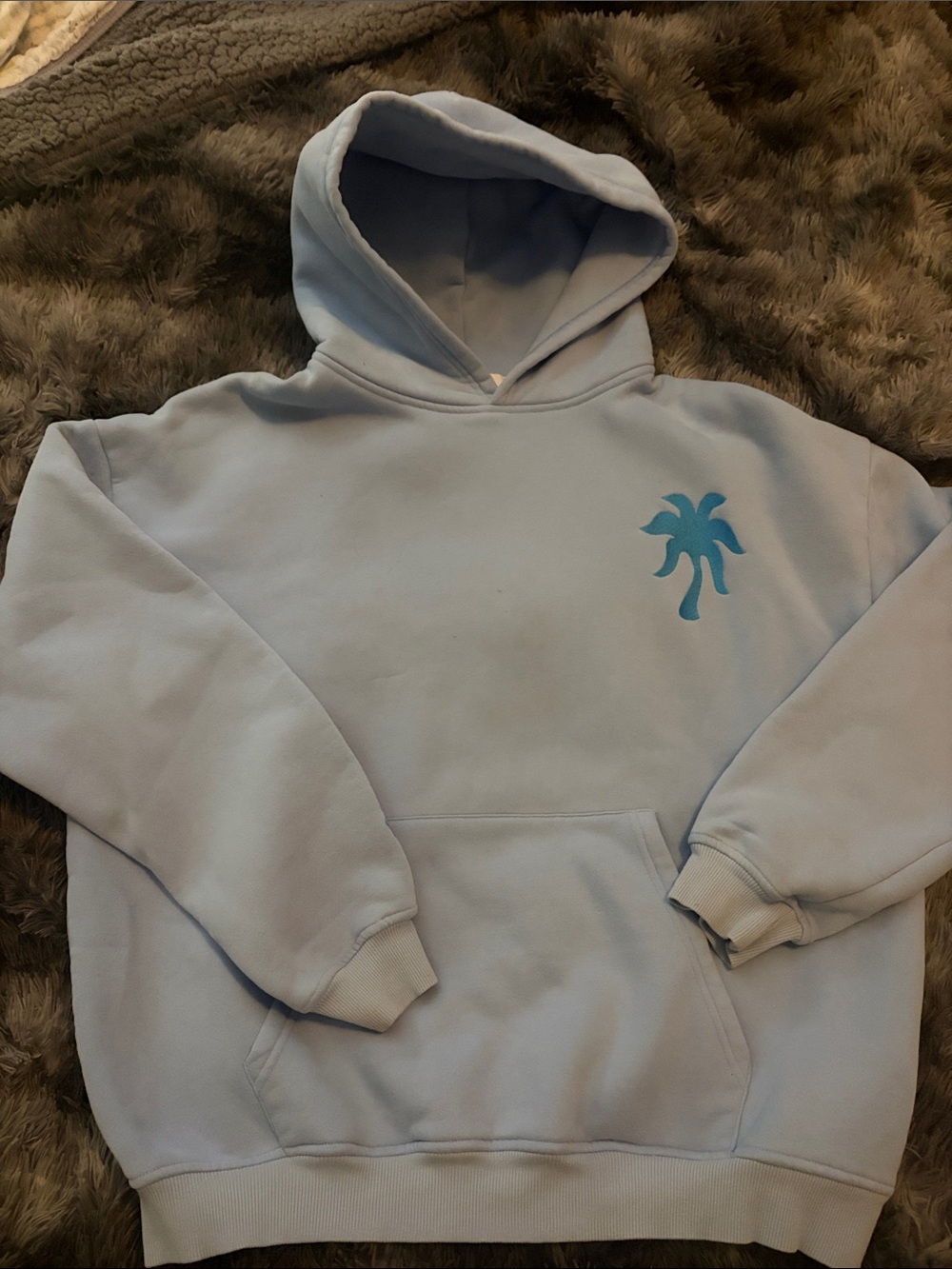 Pink palm puff hoodie